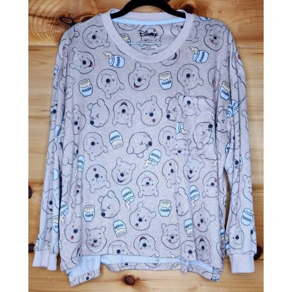 Disney Winnie The Pooh Lightweight Pajama Top Women’s L Long Sleeve Pj Top - Picture 1 of 9